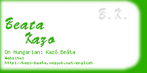 beata kazo business card